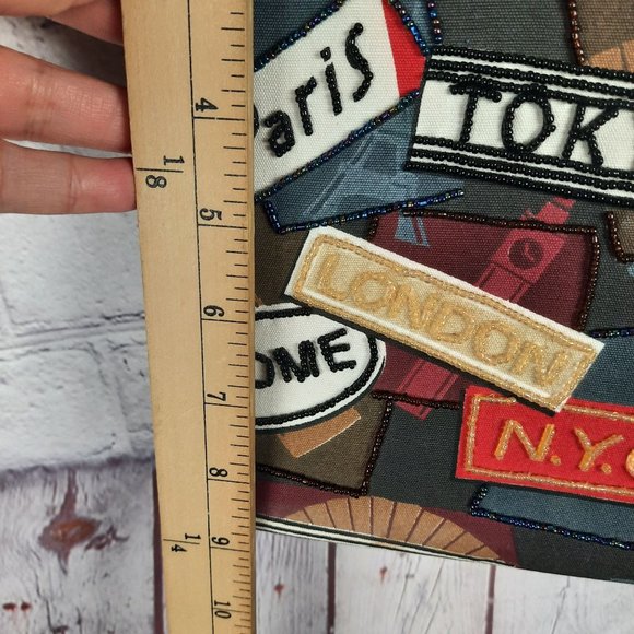 Vintage Beaded Purse World Traveler NYC Paris Rome Tokyo London - Picture 6 of 11